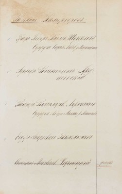 Рукописный список Камергерам и Камер Юнкерам. [Б. м.], [1880-е].